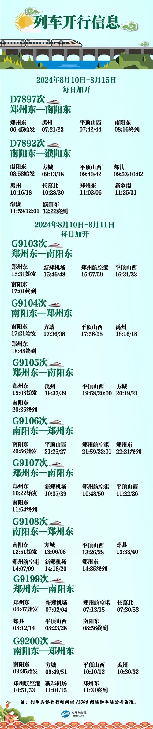 南阳到平顶山西火车时刻表最新是？-图1