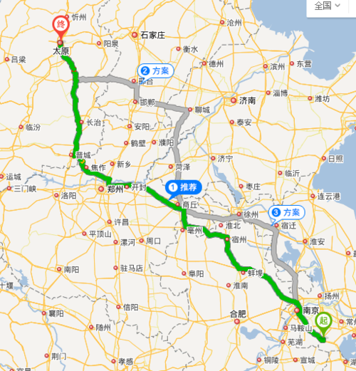 山西太原到南京的距离是多少？-图1